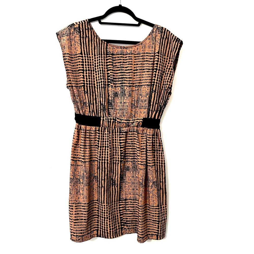 Carolina Williamson Salmon and Black Geometric Mini Dress